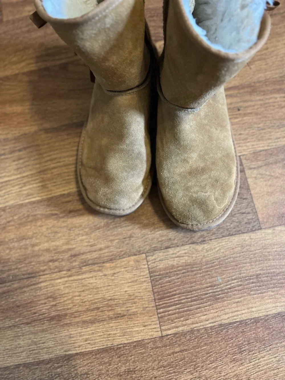 Koolaburra Kids Tan Suede Bow Accent Boots